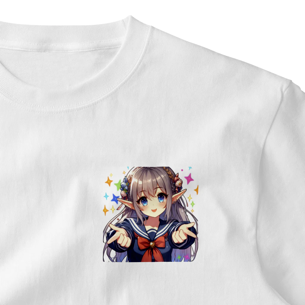 aaammmamのエルフ　美少女　セーラー服　アイドル ワンポイントTシャツ