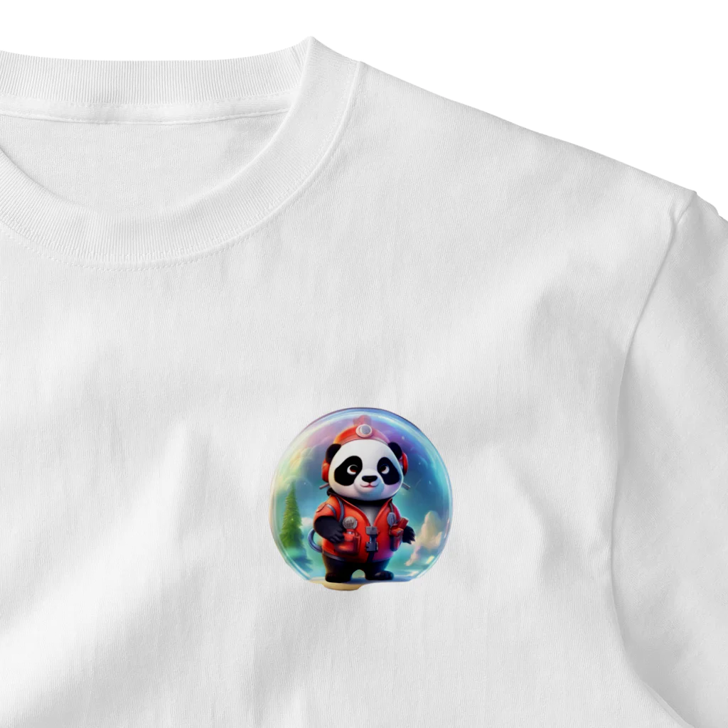 〜たけしゃんのお店〜のパンダの消防士（シャボン玉ver）② ワンポイントTシャツ