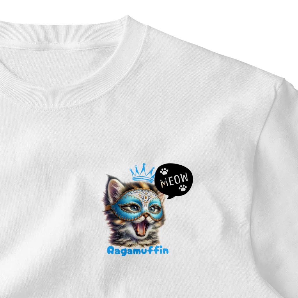 KVM｜kitten ＊ venetian-maskの仮面のラガマフィン｜子猫｜MEOW ① ワンポイントTシャツ