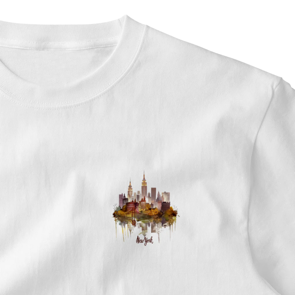 Chi3のニューヨークの幻想的な夜景 ワンポイントTシャツ