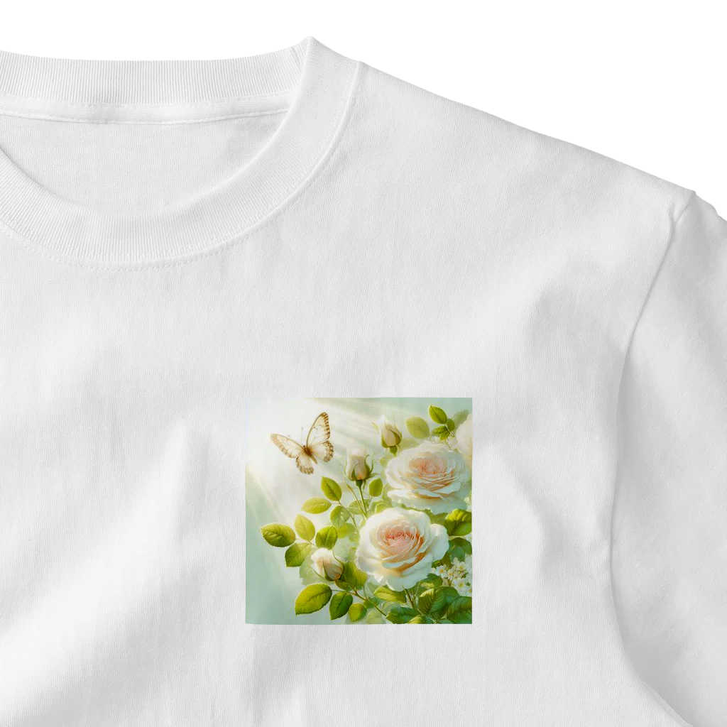 Rパンダ屋の「白薔薇」グッズ ワンポイントTシャツ