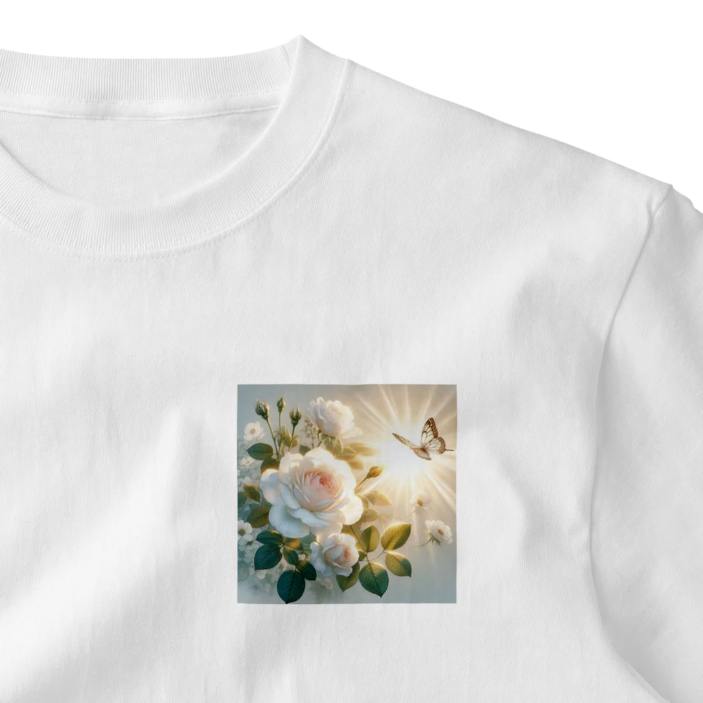 Rパンダ屋の「白薔薇」グッズ ワンポイントTシャツ