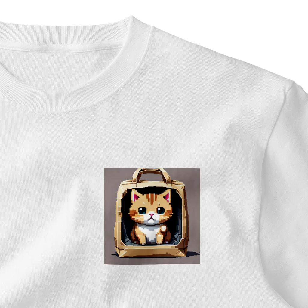 HIROKITI_HAPPYのお出かけバックの猫 One Point T-Shirt