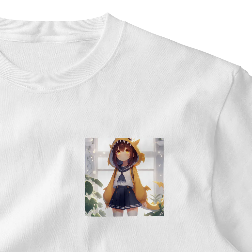 dramusumeの温ドラ娘！イエロー ワンポイントTシャツ