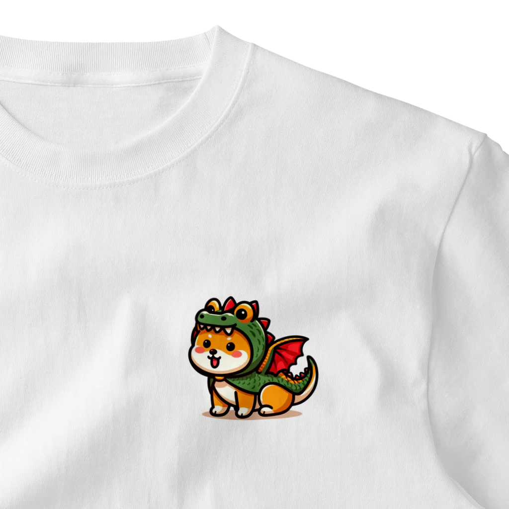 KENFUKUのしばいぬドラゴン ワンポイントTシャツ