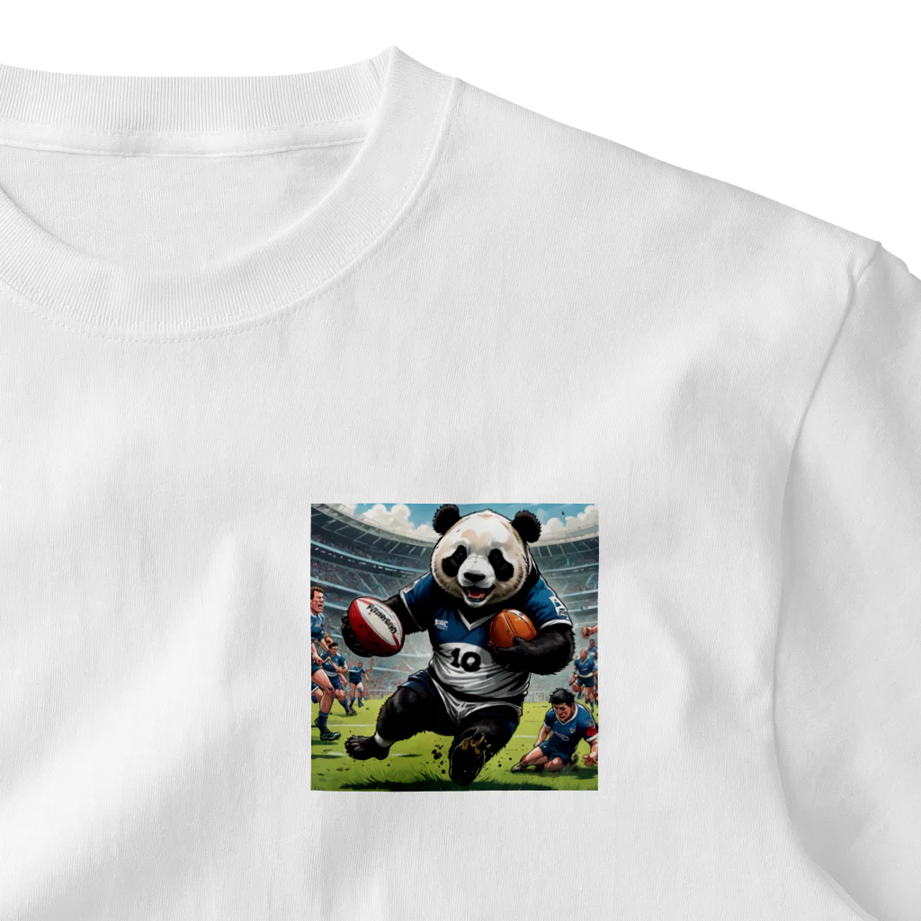 Panda Art Galleryのラグビーパンダ ワンポイントTシャツ