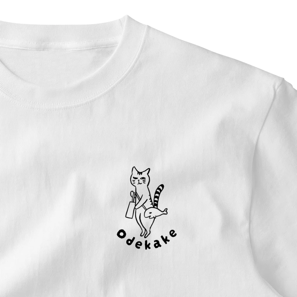 nekomataのOdekake　ワンポイントTシャツ One Point T-Shirt