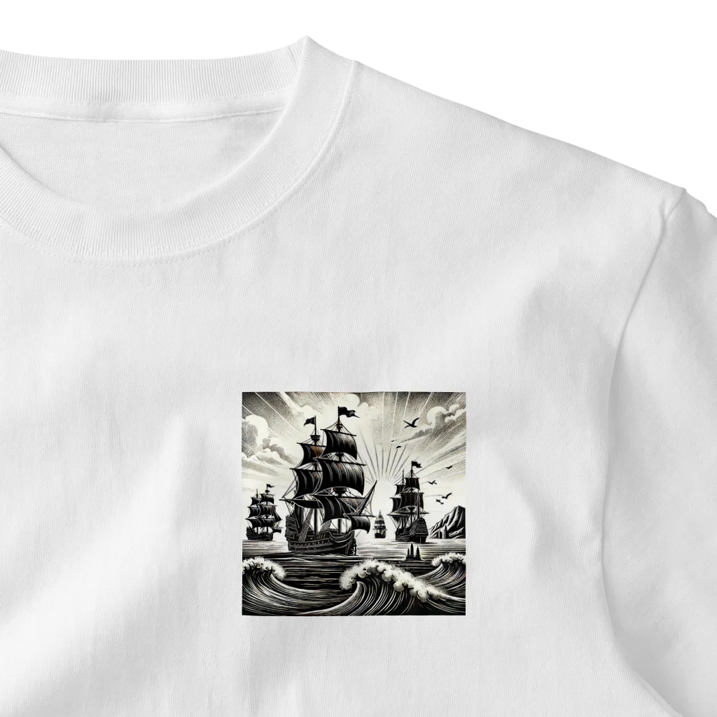 海の幸の黒船 ワンポイントTシャツ