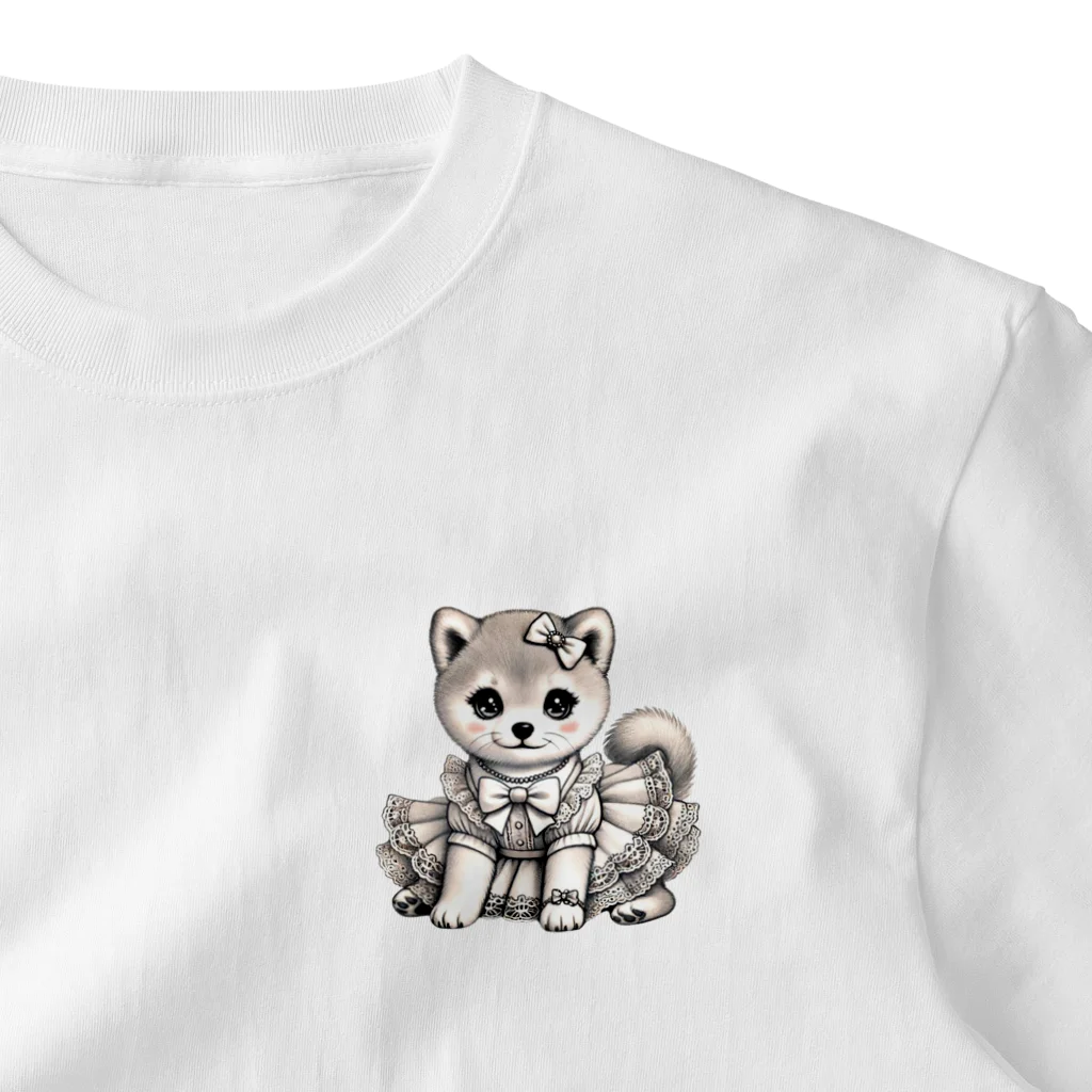 Snow-peaceのエレガントな子犬ドレス ワンポイントTシャツ