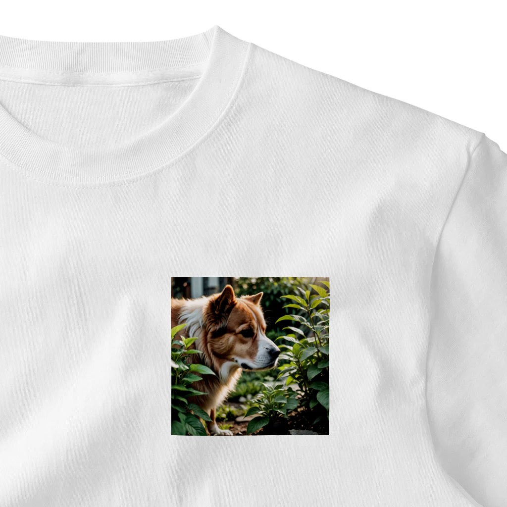 neeeeeeの草と犬 ワンポイントTシャツ