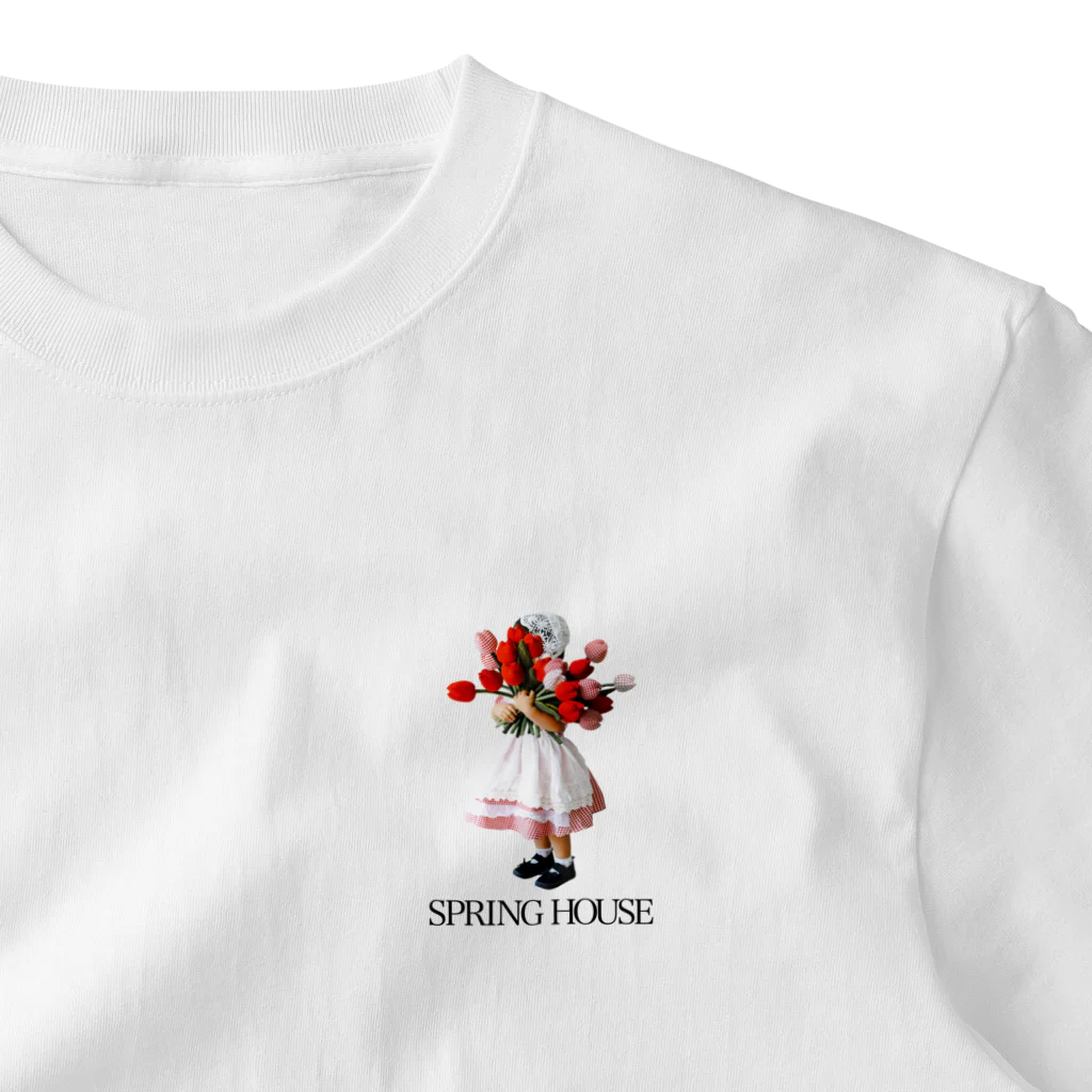 SPRING HOUSEのブーケと女の子 ワンポイントTシャツ