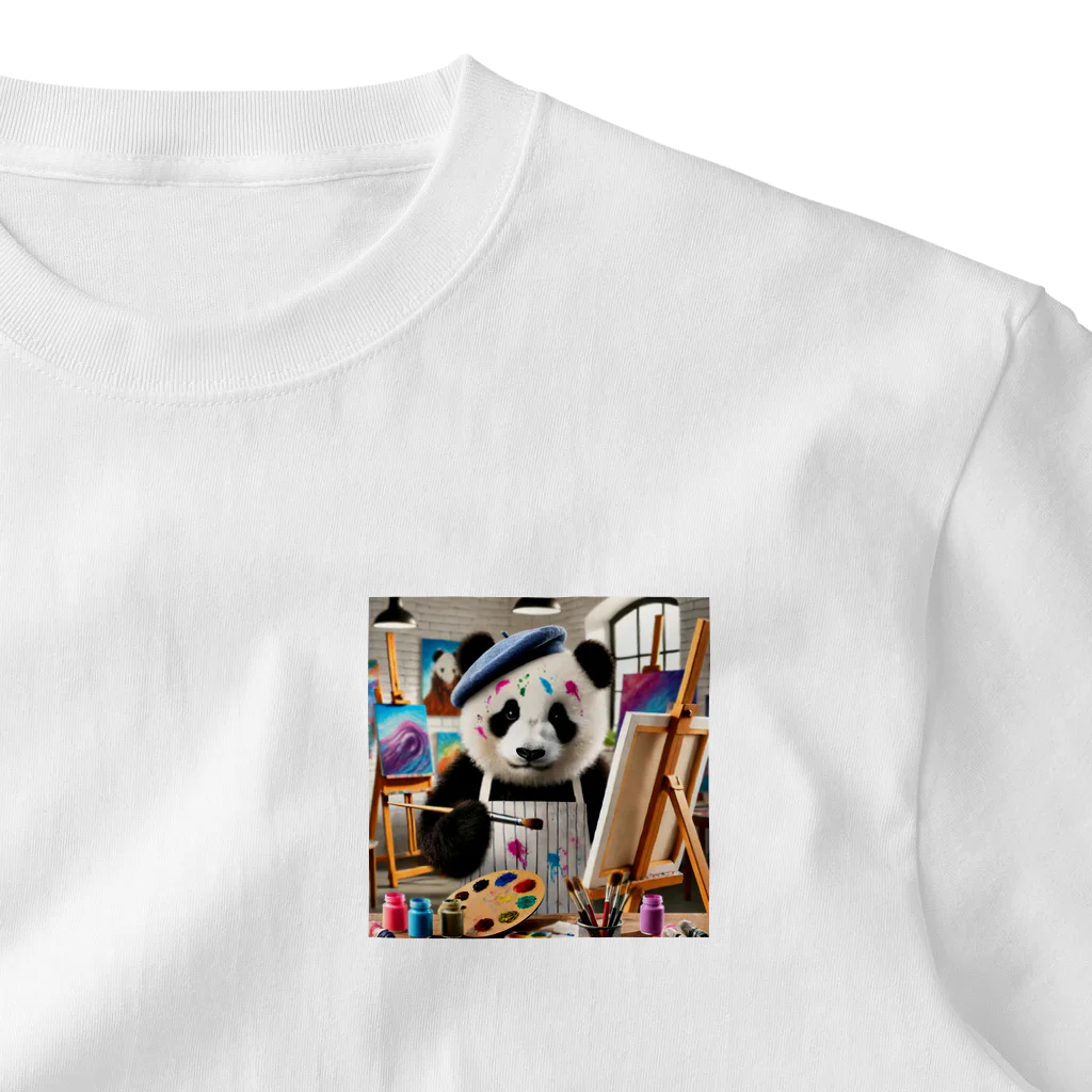 akinyan3128の絵描きのパンダ君 ワンポイントTシャツ