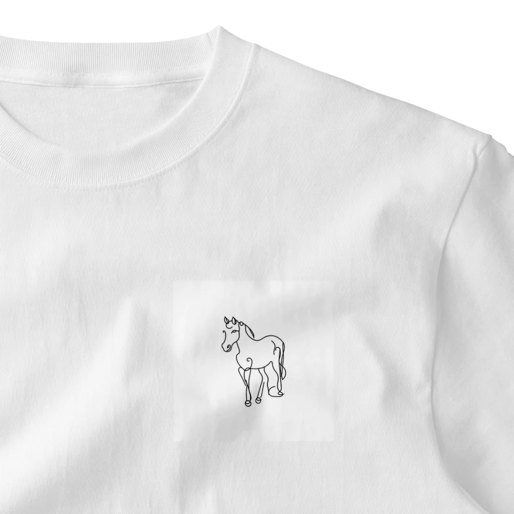 8890のラインアート　恐竜 ワンポイントTシャツ