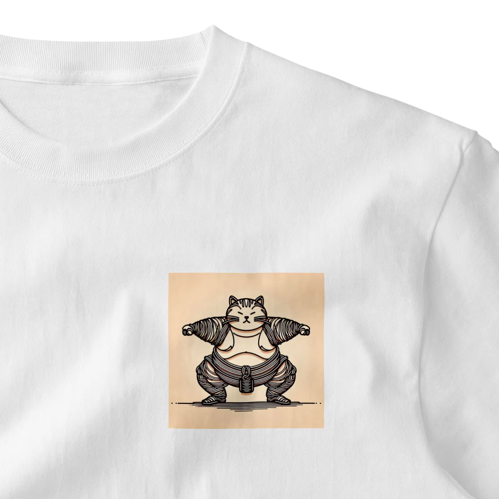 frogsystemの猫力士 ワンポイントTシャツ