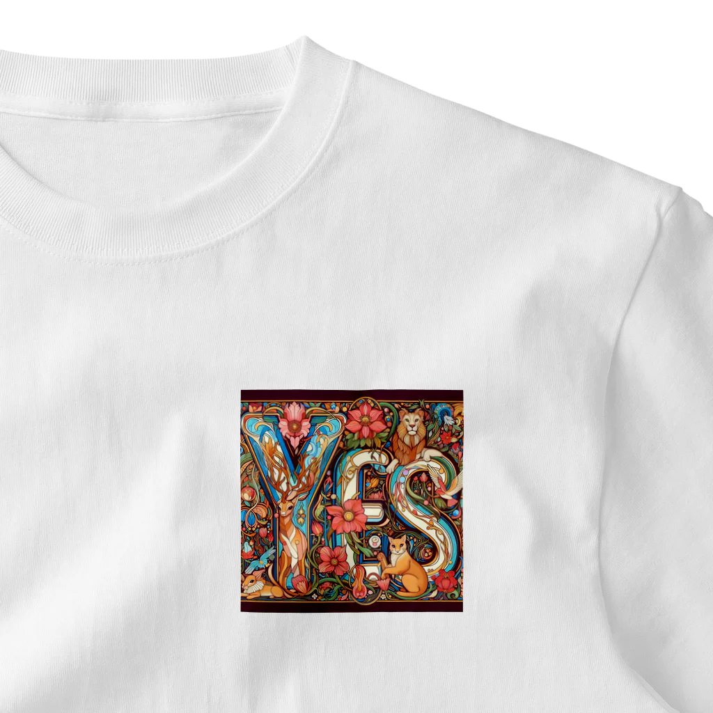 nico251の動物たちで描かれた文字　”YES” ワンポイントTシャツ