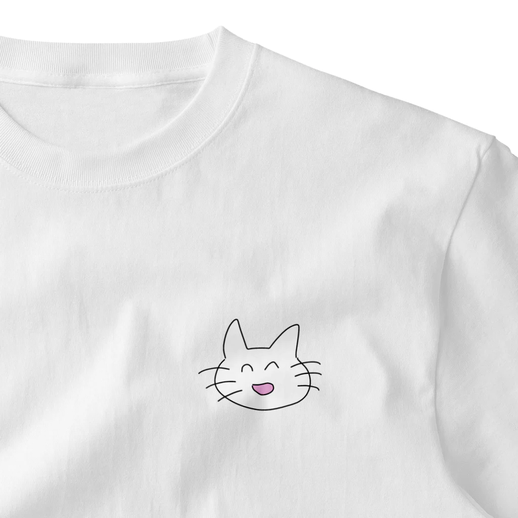 potsumiのなんとも言えない顔の猫 ワンポイントTシャツ