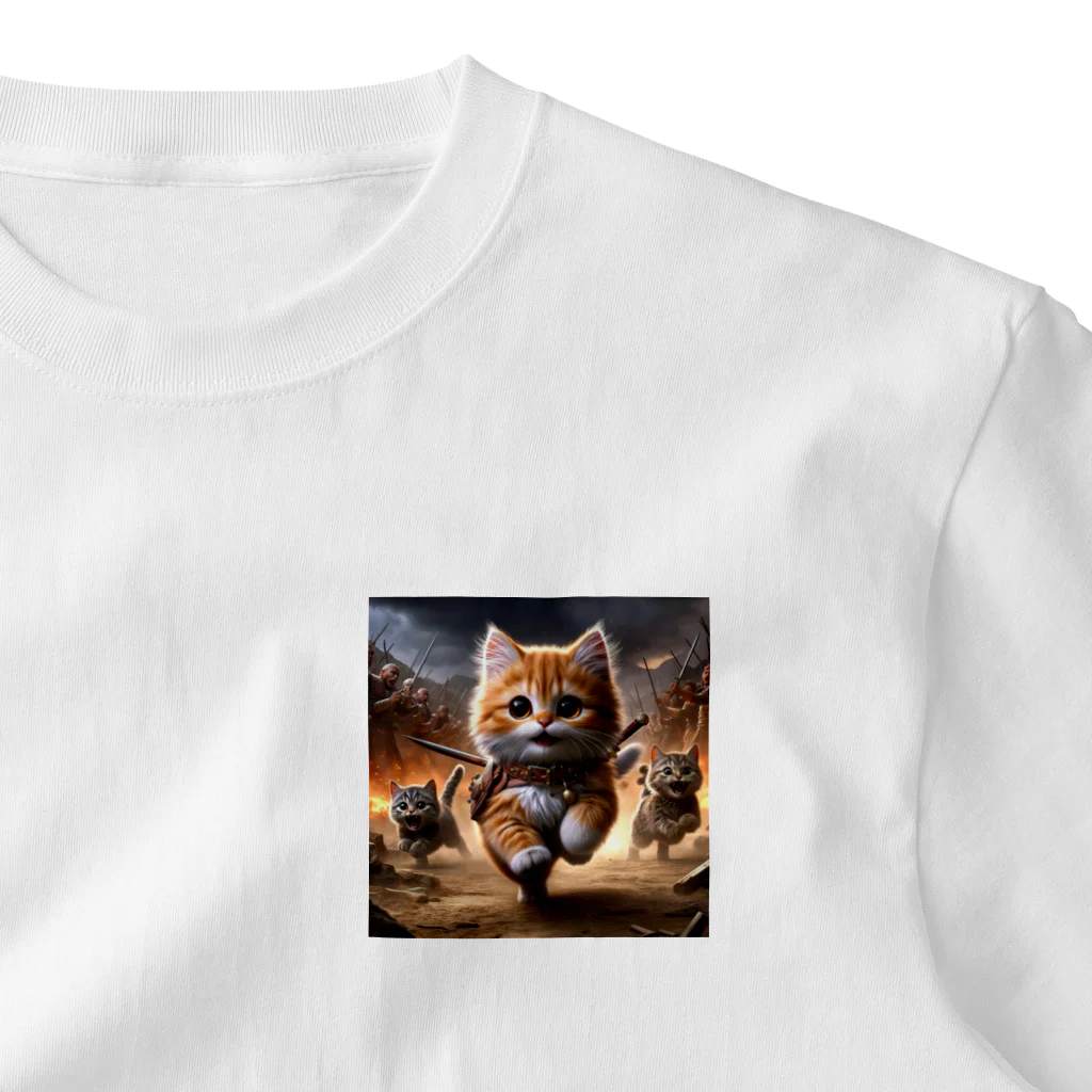 もふもふ日本史のねこ、走る One Point T-Shirt