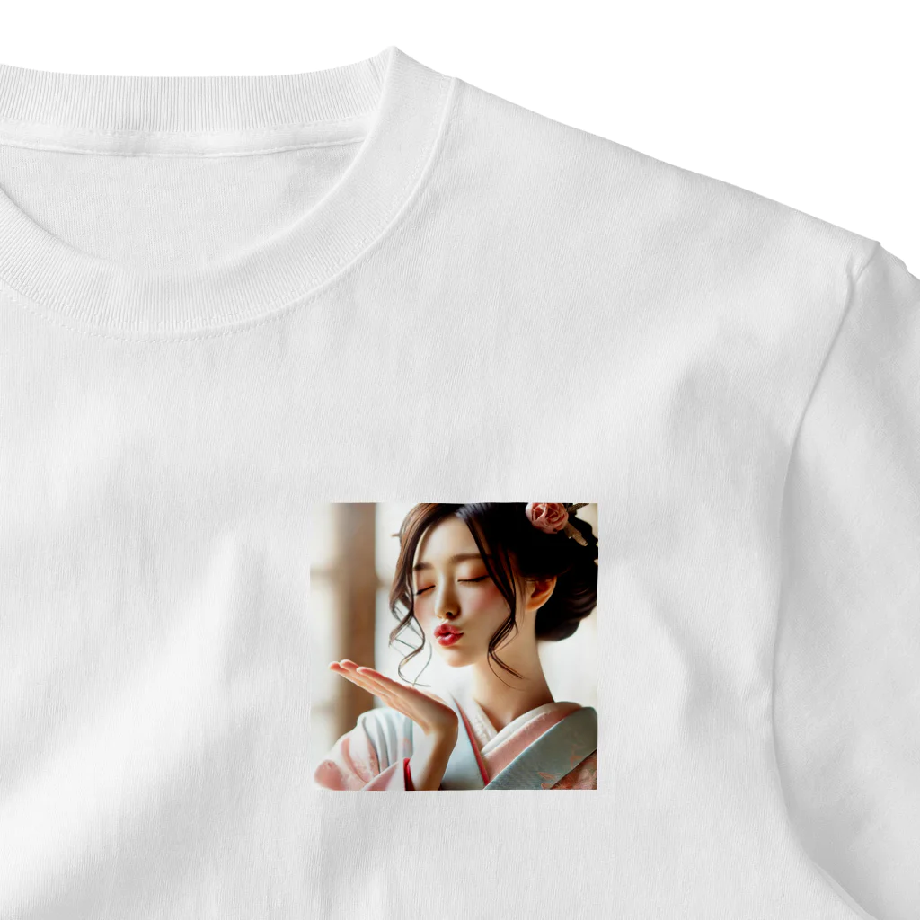 inuneko2004の優美な伝統美：キス顔の和装美人 One Point T-Shirt