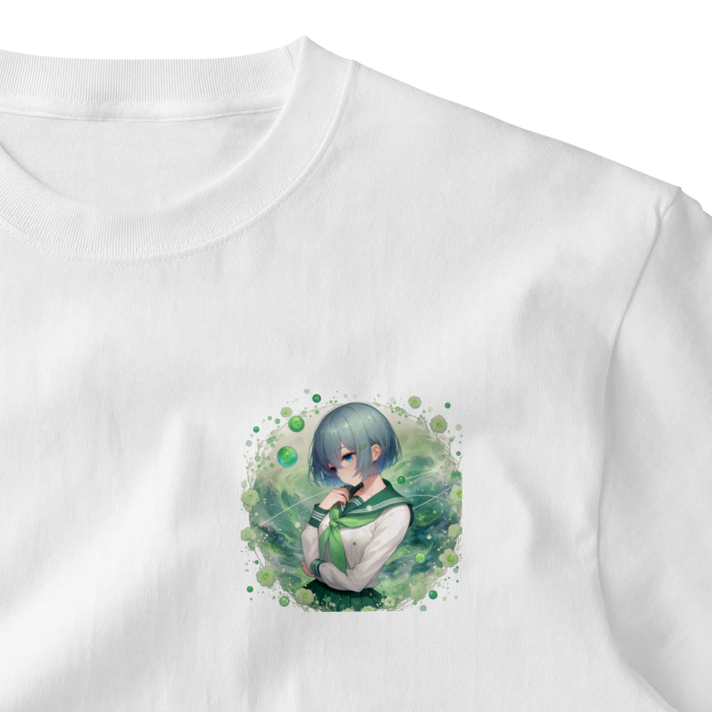 ゆめのかすずめの翠と緑 ワンポイントTシャツ