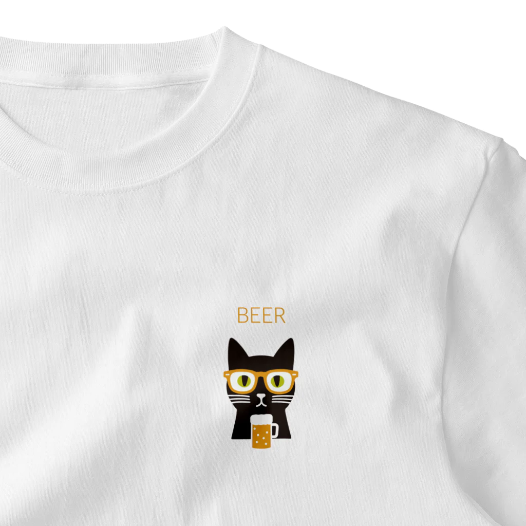 ねこのみのビール ネコ ワンポイントTシャツ