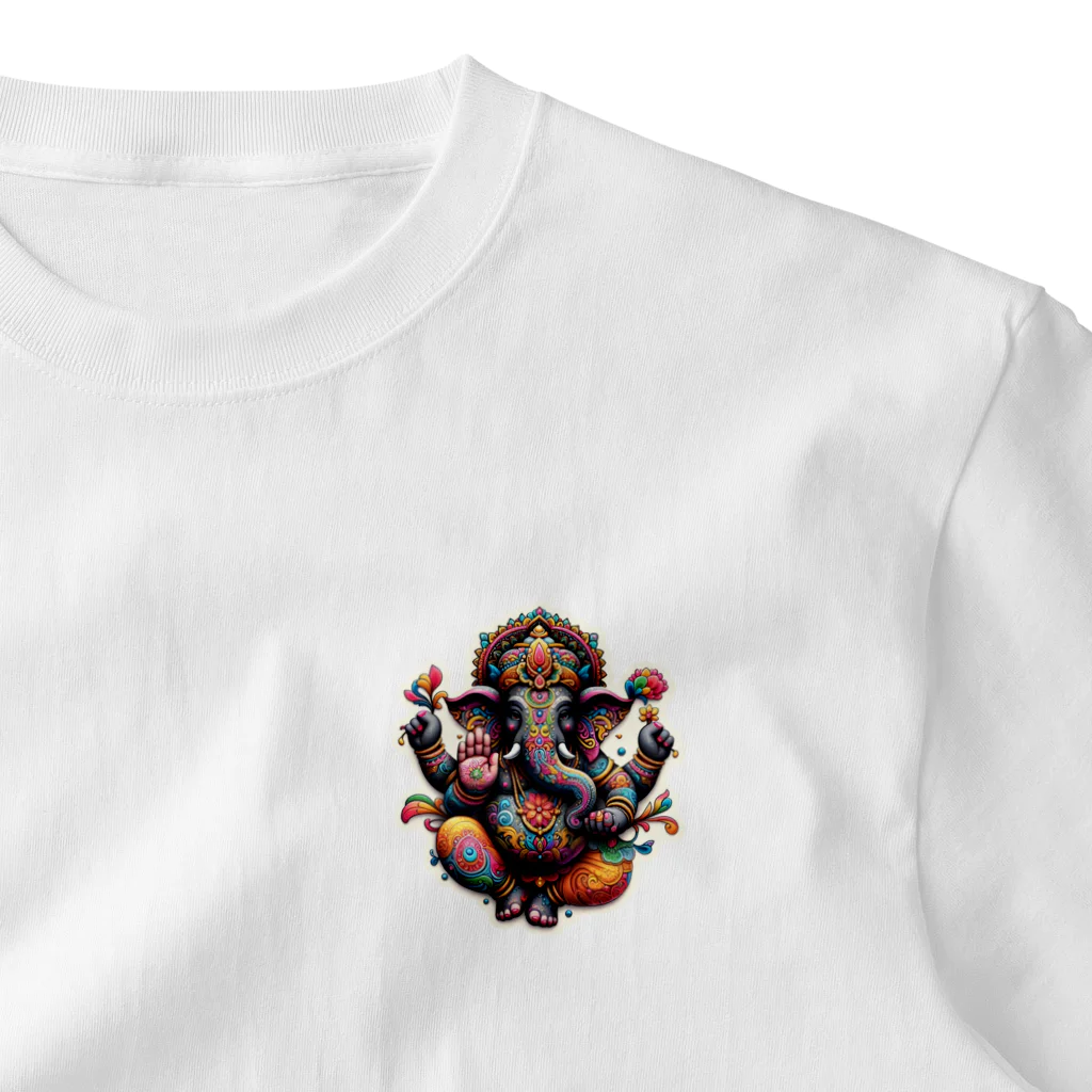 psychedelic mountainのganesha ワンポイントTシャツ