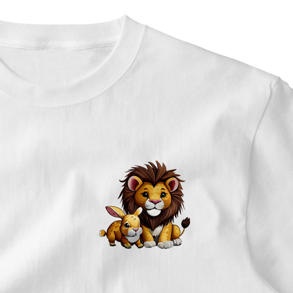 HENTEKO-SHOPのライオンとウサギ One Point T-Shirt