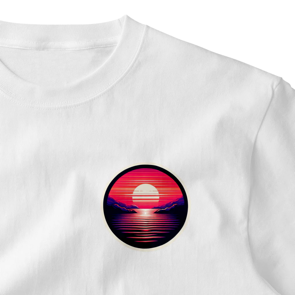 psychedelic mountainのsun set One Point T-Shirt