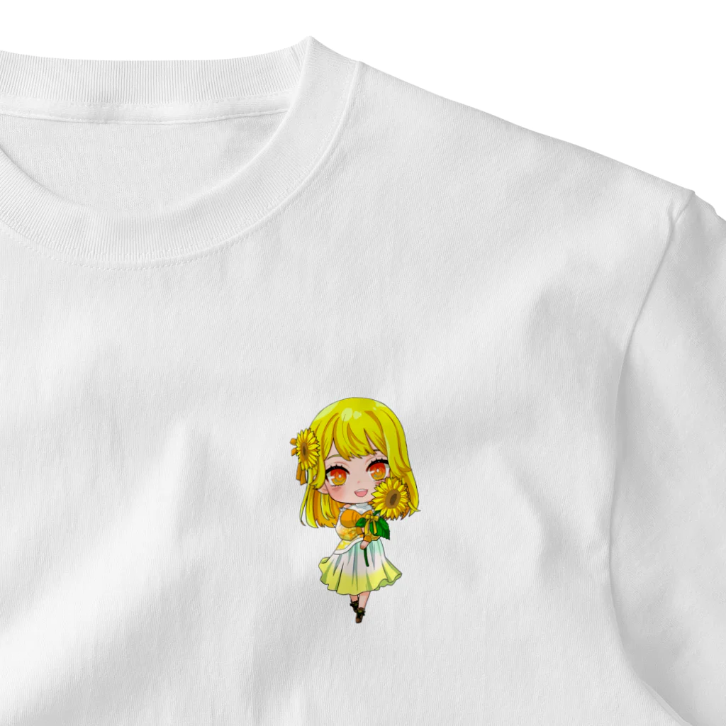 HIMAWARIのVtuber 夏日　向日葵のワンポイントTシャツ One Point T-Shirt