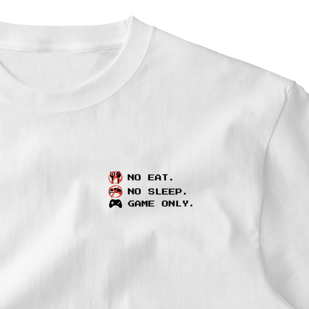 GAME ITEM SHOPのno eat,no sleep,game only ワンポイントTシャツ