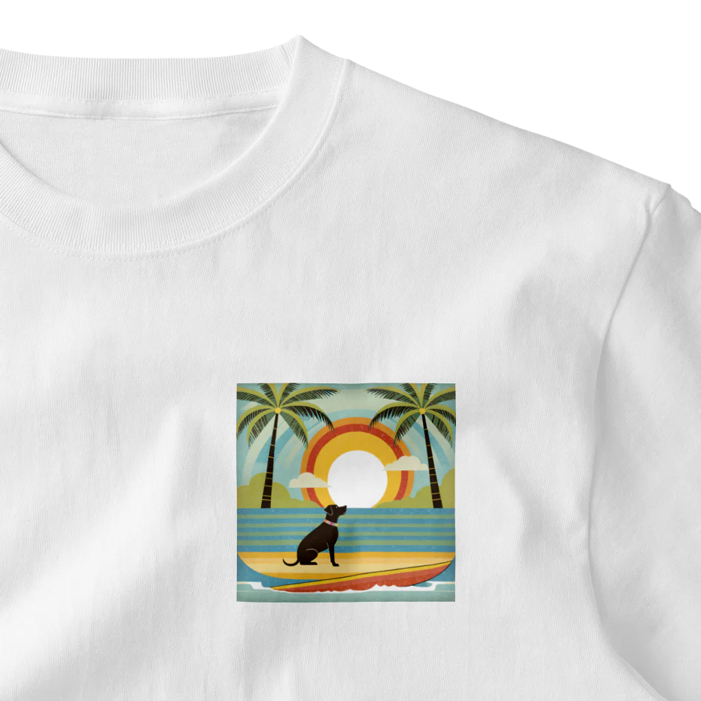 SurfingPawsのサーフィン犬のグッズ ワンポイントTシャツ