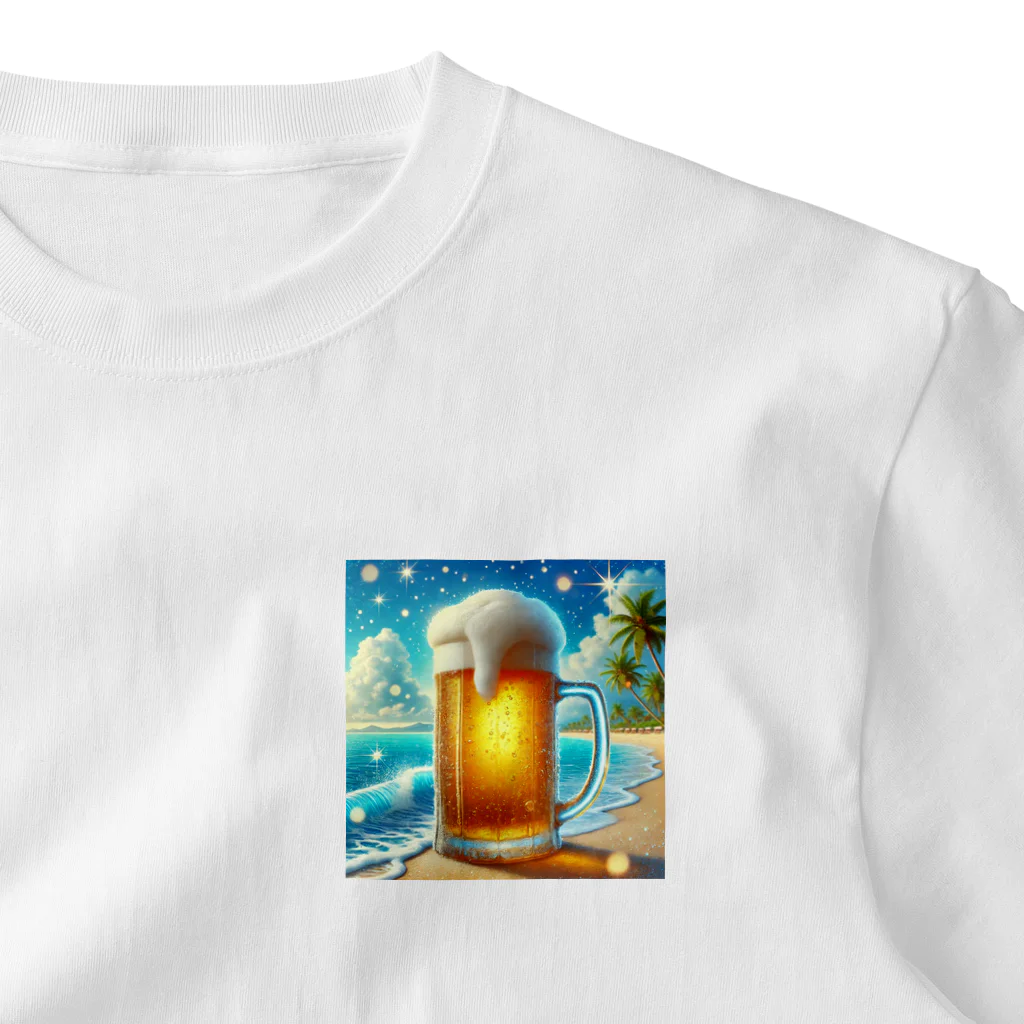 Snow-peaceのビーチとビールの楽園 ワンポイントTシャツ