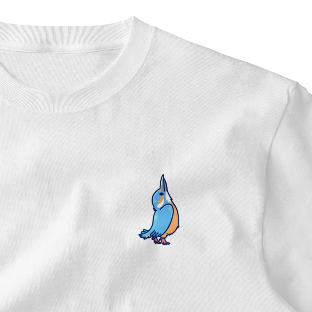 カワセミストリート @ソニードリの上空の猛禽類を威嚇するカワセミ One Point T-Shirt