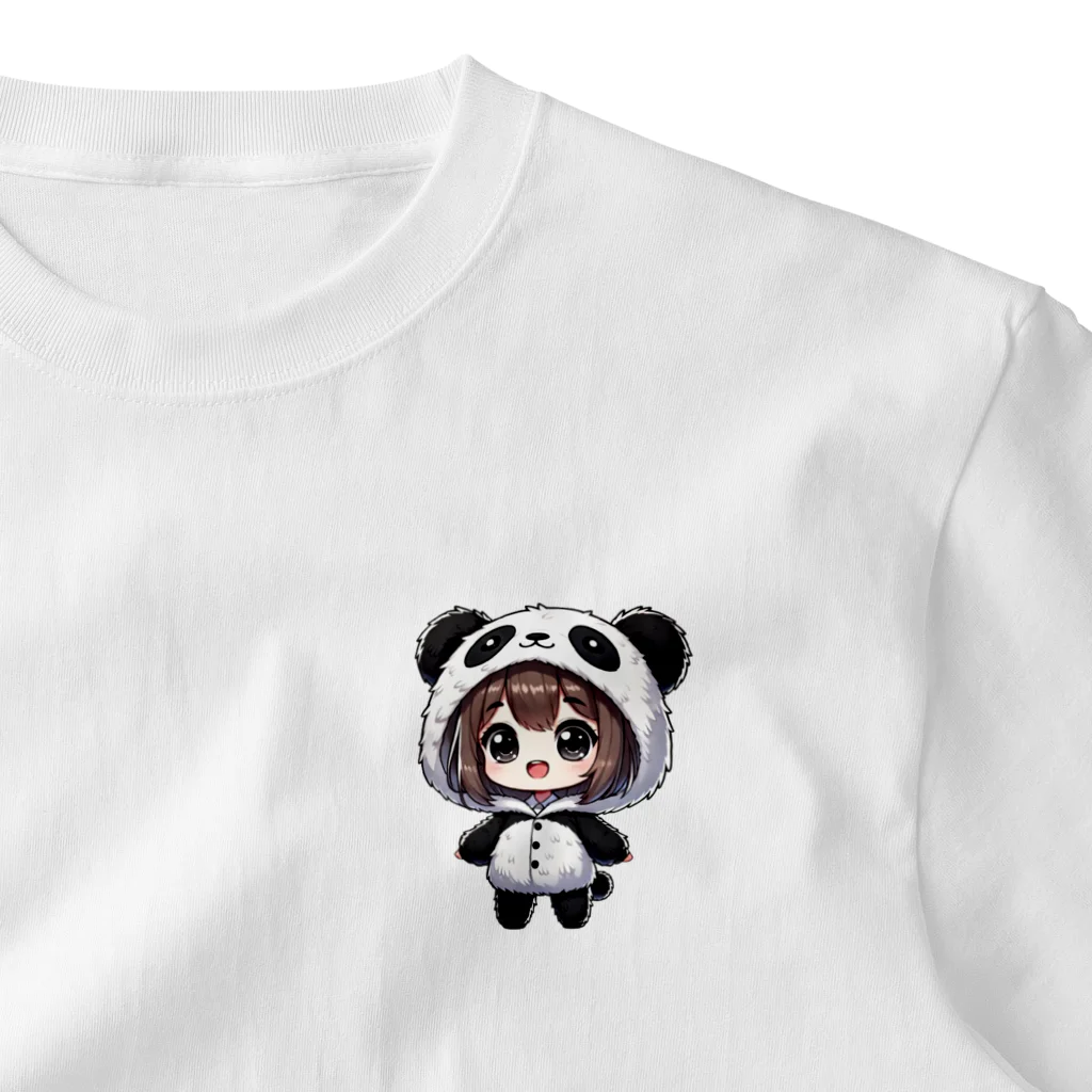 Snow-peaceのパンダ着ぐるみのキュートなちびキャラグッズ ワンポイントTシャツ