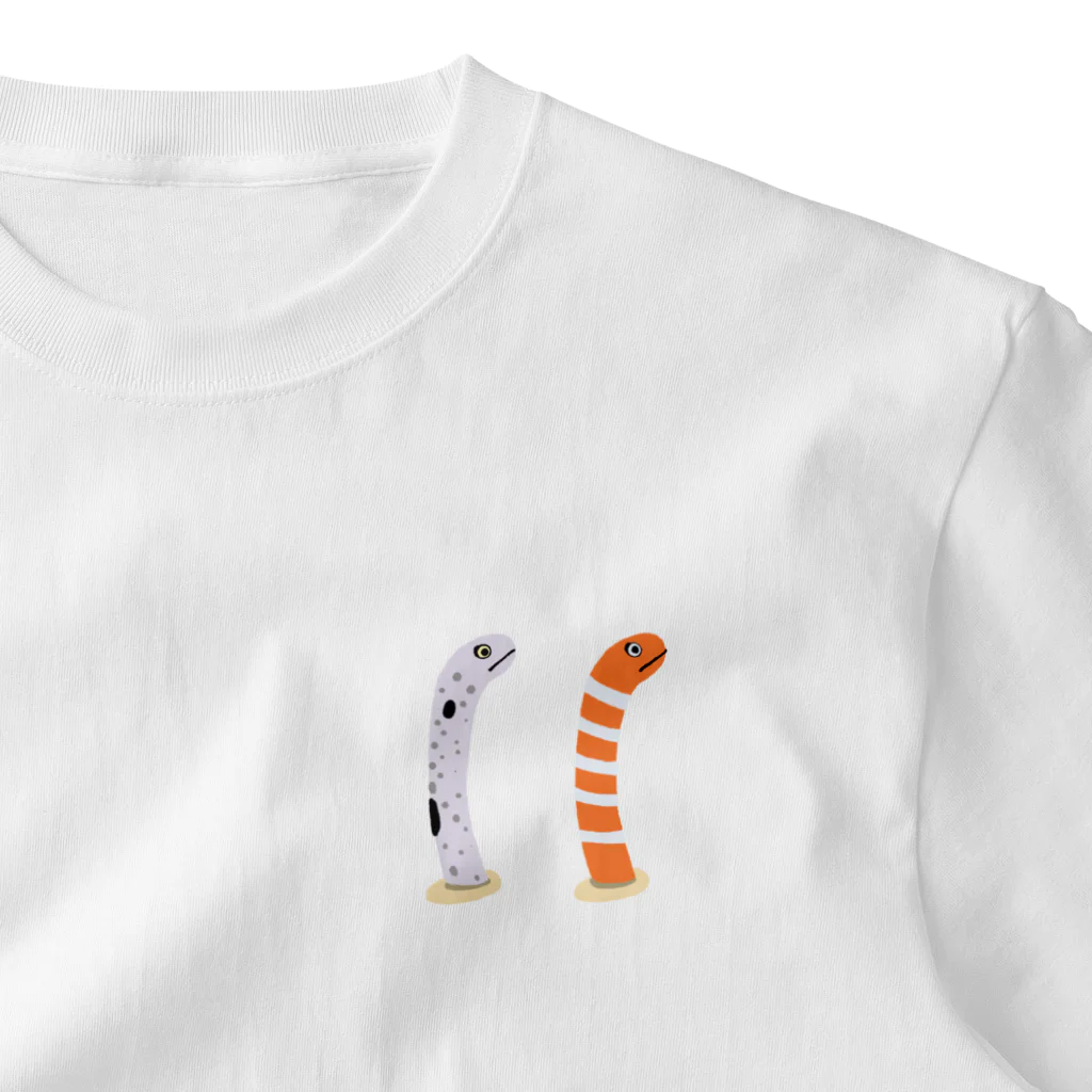 百色眼鏡 momoiro meganeのチンアナゴくんとニシキアナゴちゃん One Point T-Shirt