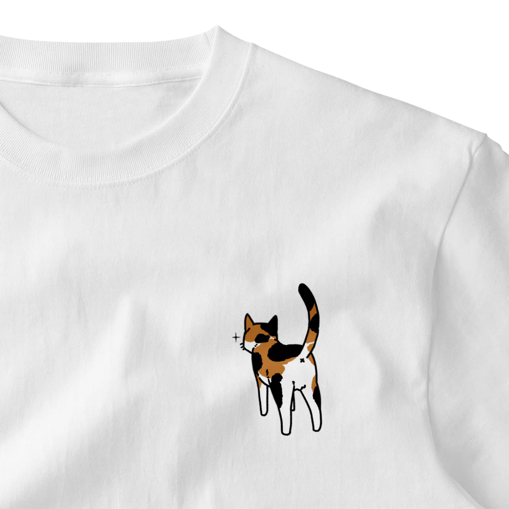 Riotoのねこけつ（三毛猫） ワンポイントTシャツ