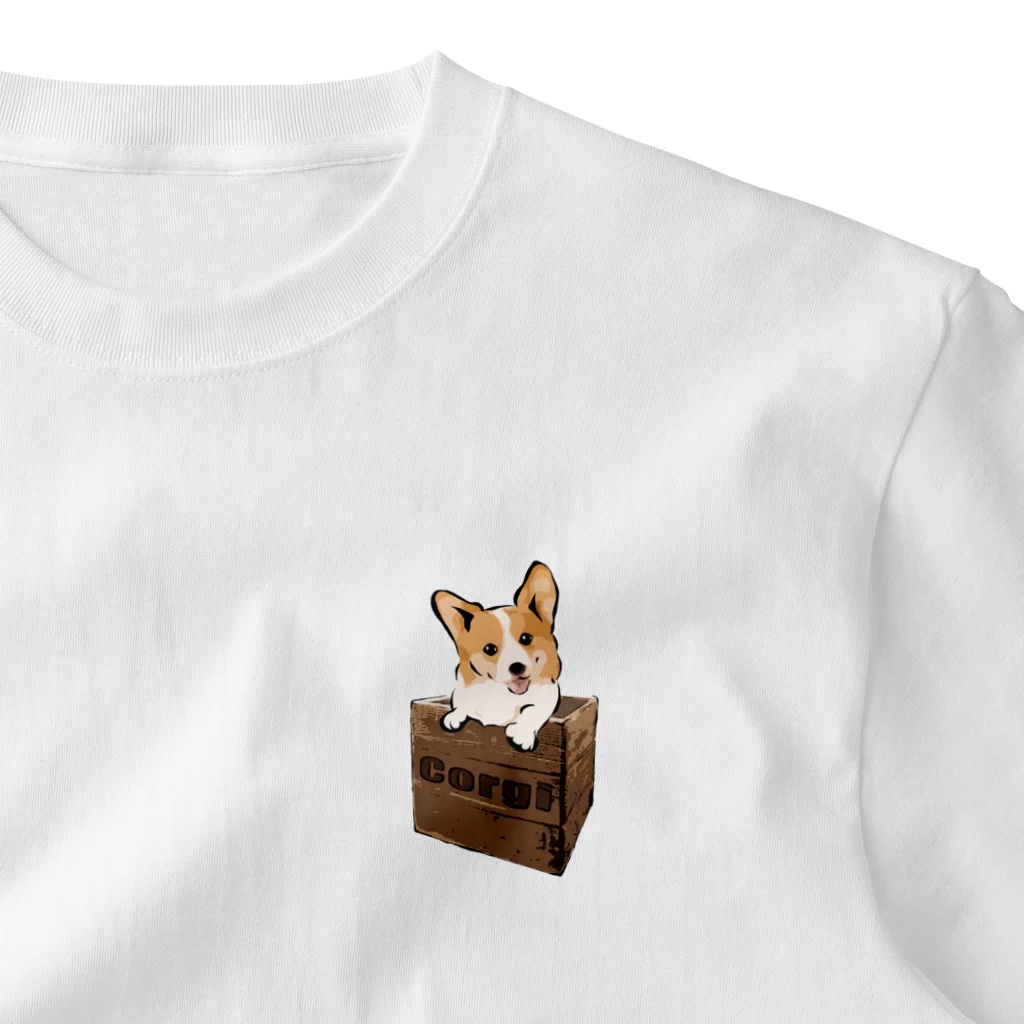 犬グッズの店しえるぶるーの箱入りコーギー ワンポイントTシャツ