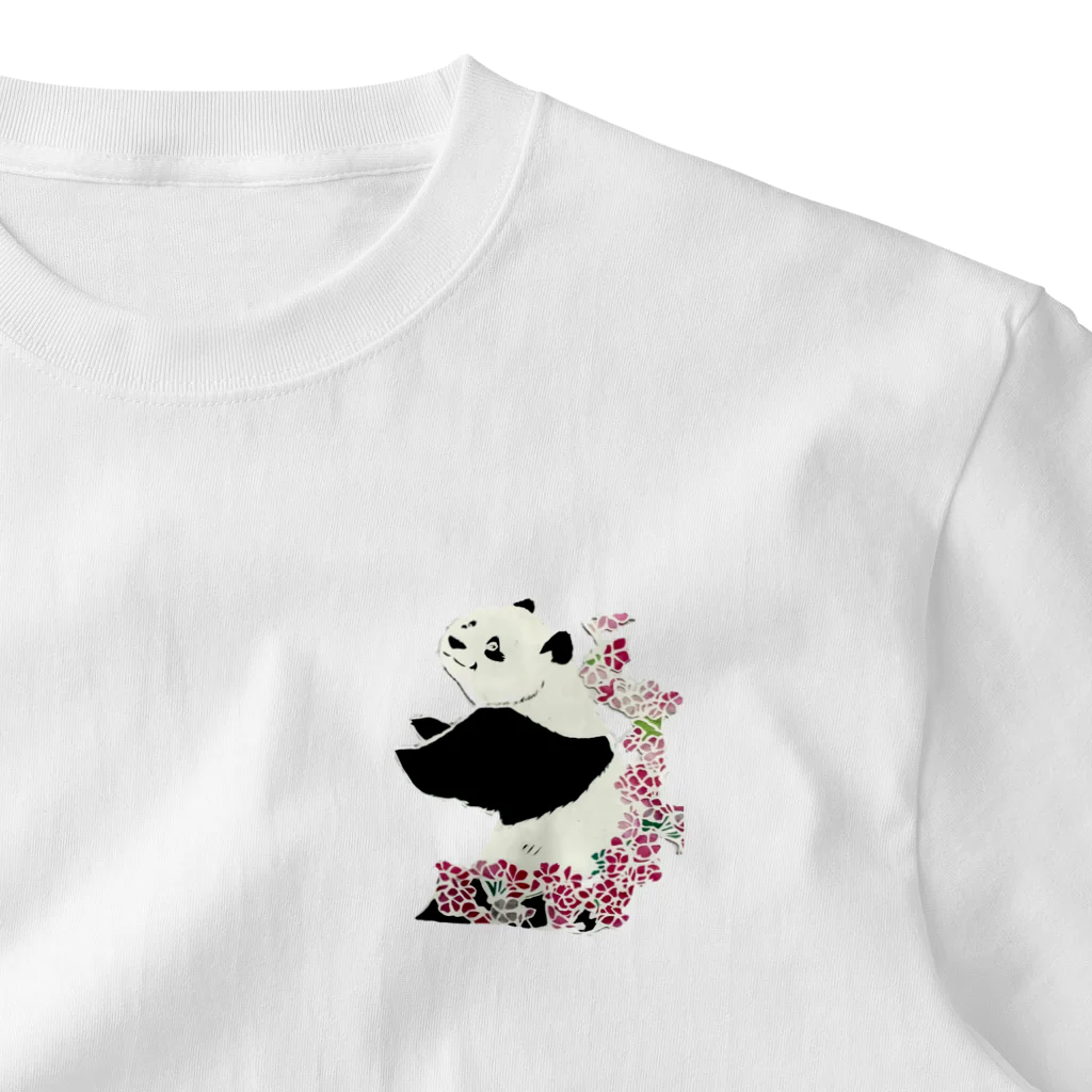 tontonpandaのさくらパンダ ワンポイントTシャツ