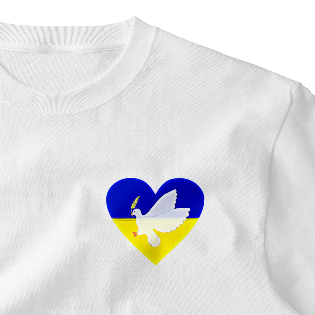 LalaHangeulのPray For Peace ウクライナ応援 ワンポイントTシャツ