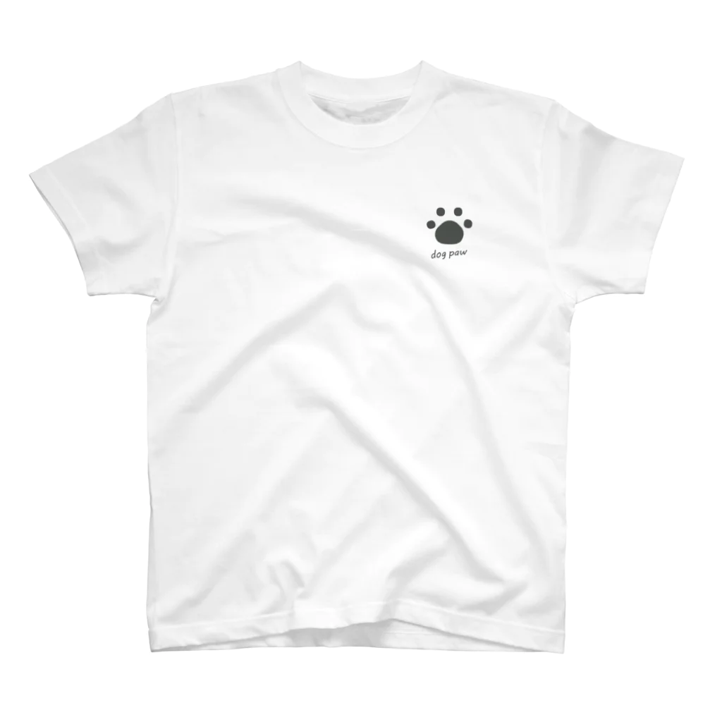 mamapockのdog paw ワンポイントTシャツ