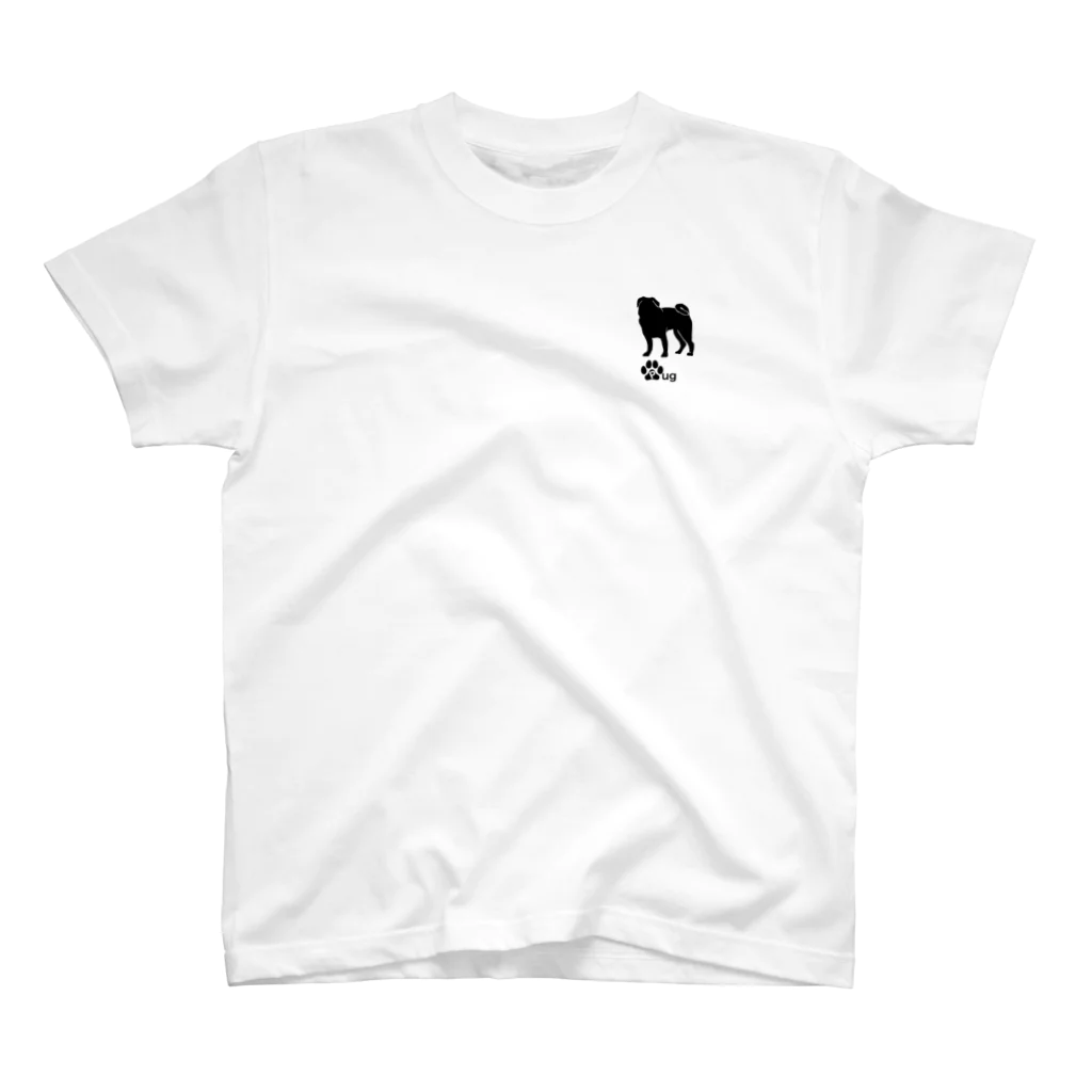 bow and arrow のパグ犬 ワンポイントTシャツ