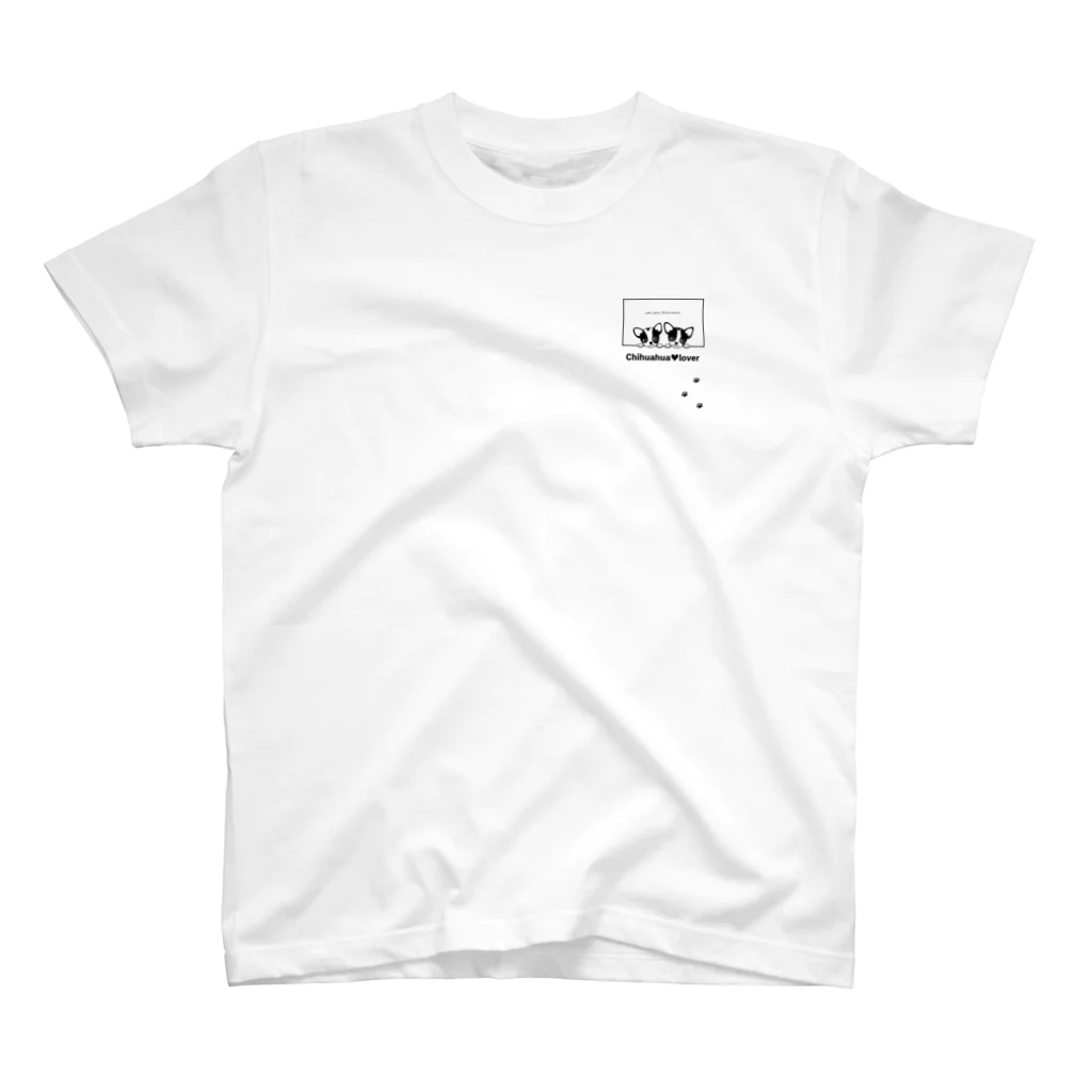 beni_beniの牛柄チワワ（グレー窓） ワンポイントTシャツ