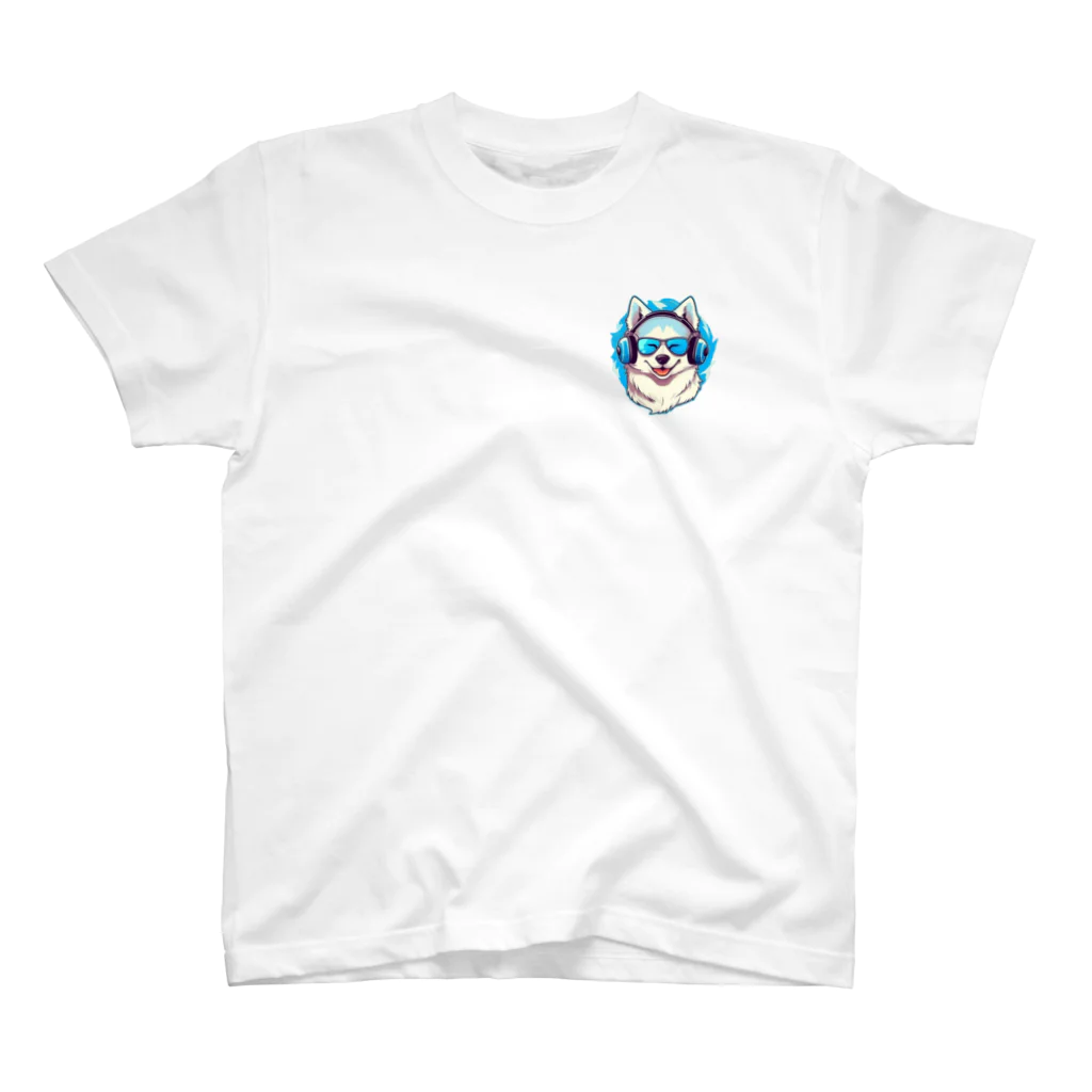 dogsdream8246の夏楽ハスキー ワンポイントTシャツ