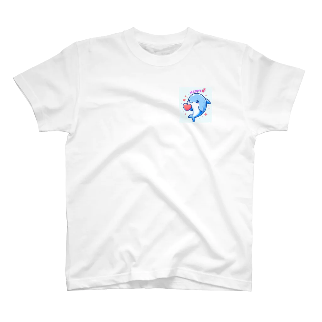 終わらない夢🌈の可愛いイルカちゃん🐬💞 ワンポイントTシャツ