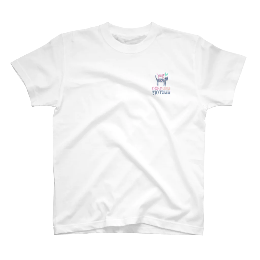 Mellow-Skyのオンリーワンマザー猫親子 ワンポイントTシャツ
