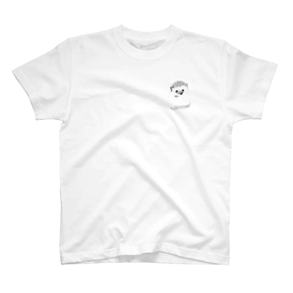 greetenのハリネズミ　モノクロアート One Point T-Shirt