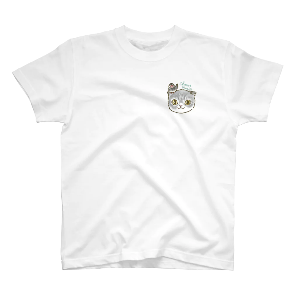 猫のきぬくんのお店のチョコちゃんとプリンちゃん　LINEスタンプイラスト ワンポイントTシャツ