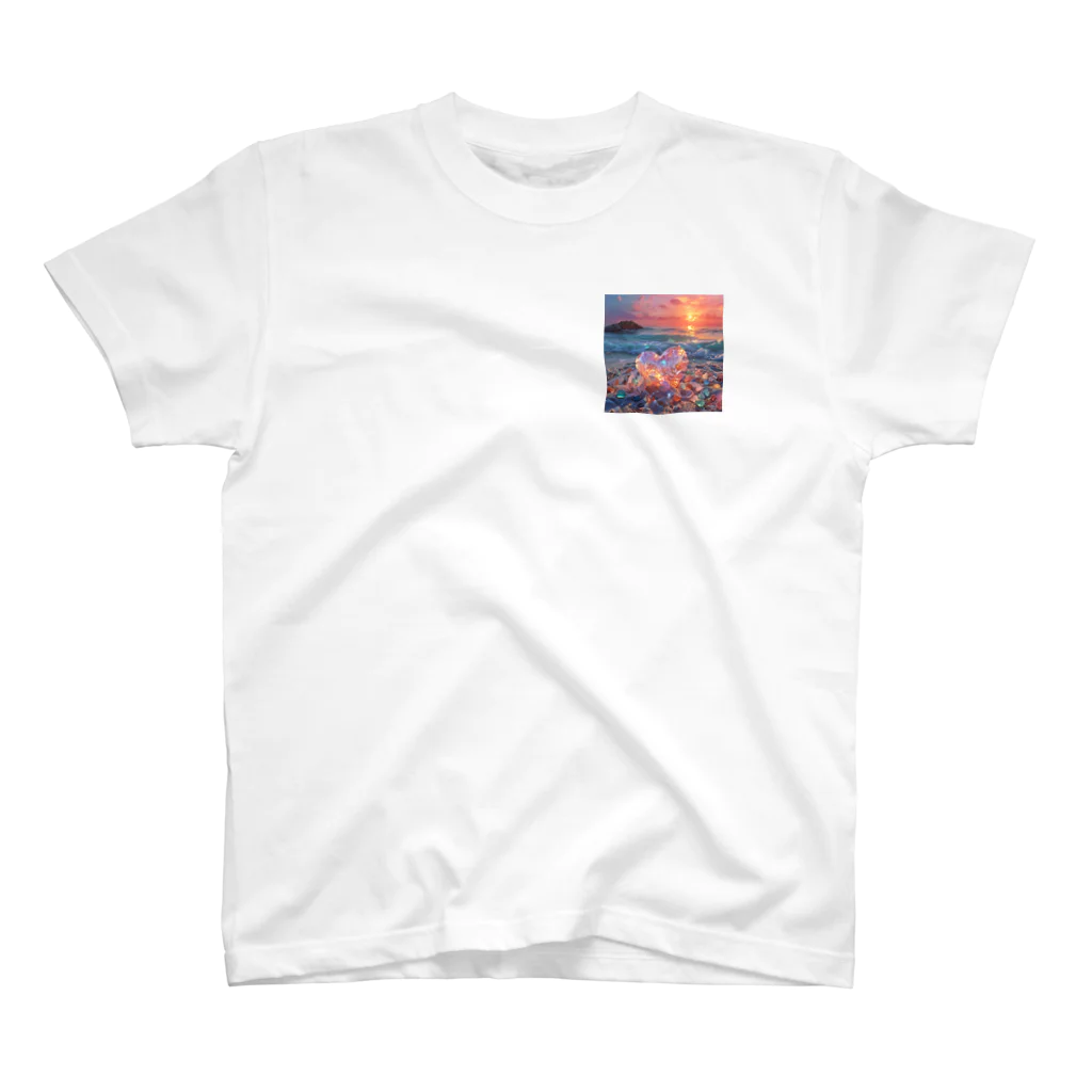 Mellow-Skyの美しすぎるハートシーグラス ワンポイントTシャツ