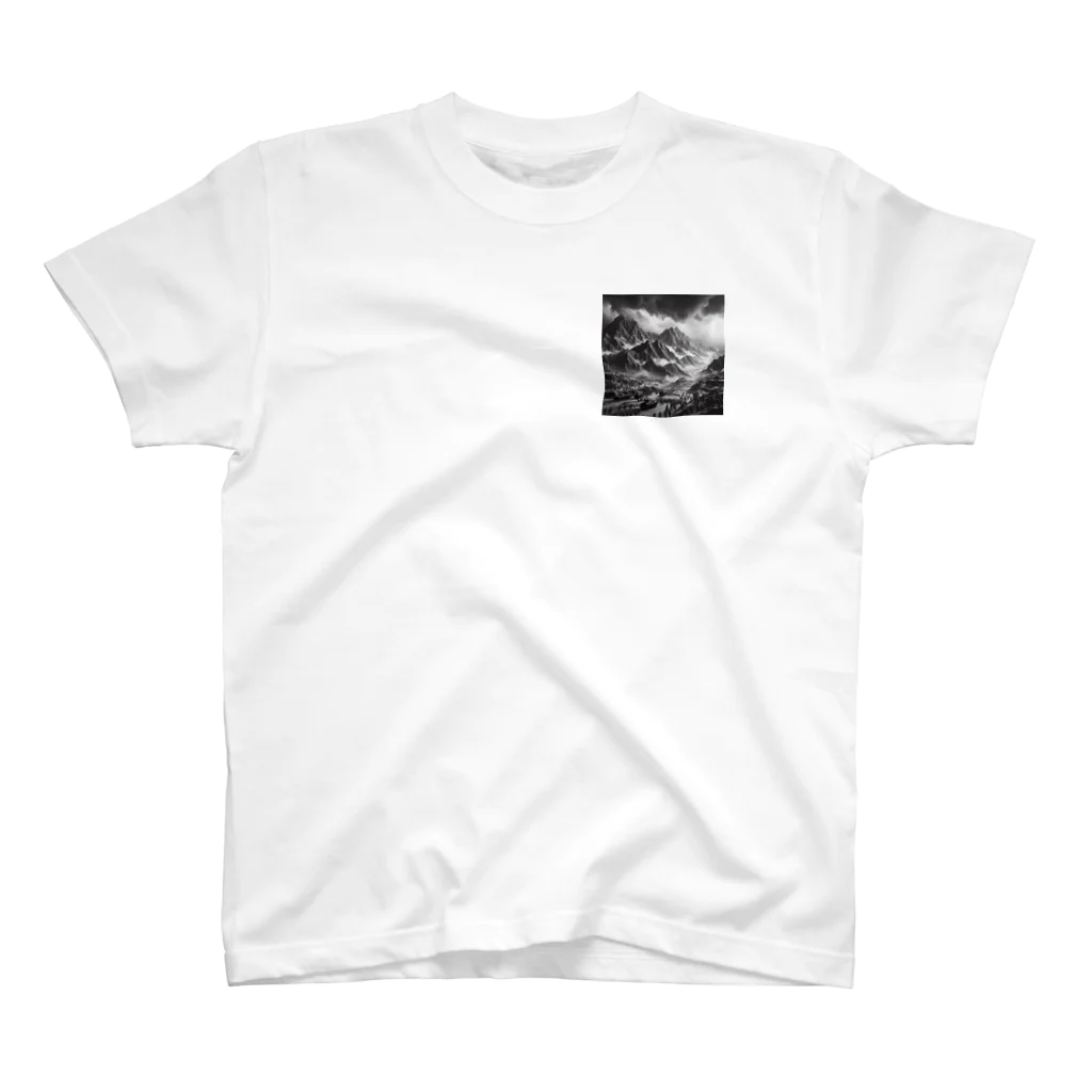 yohiti193の（モノクロ写真風）山間の戦場のジオラマ③ One Point T-Shirt