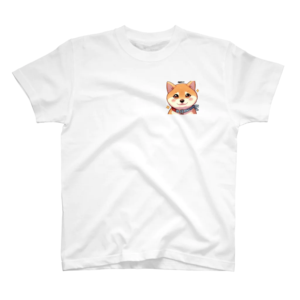 ichigo15の時間のパーティー柴犬 ワンポイントTシャツ