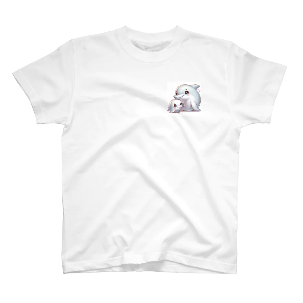 しんすけのイルカの親子 ワンポイントTシャツ